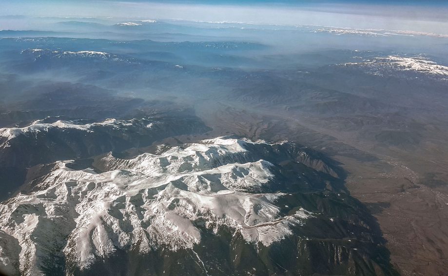 Pohorie - pohľad z okna lietadla