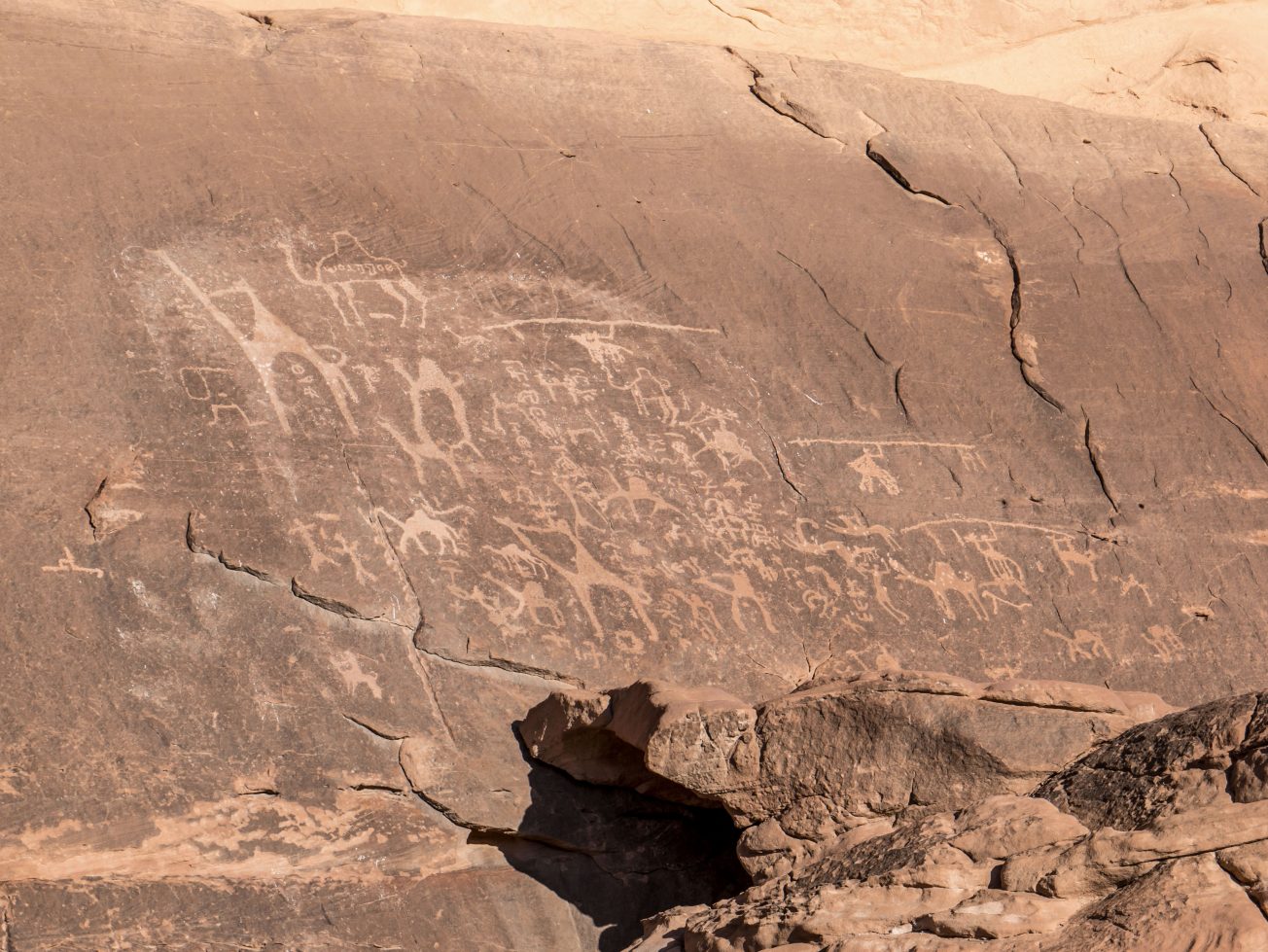 Petroglyfy púšť Wadi Rum, Jordánsko